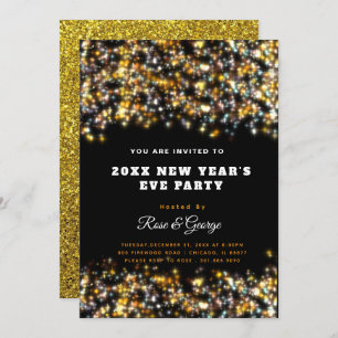 Sparkling New Year's Eve Party 2024 Gold Glitter Invitation
