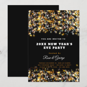 Sparkling New Year's Eve Party 20XX Gold Glitter Invitation