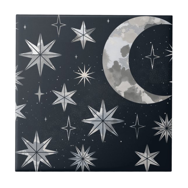 Sparkling Night Sky  Ceramic Tile (Front)