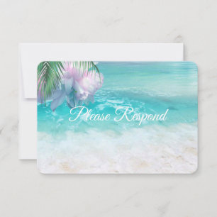 SPARKLING OCEAN WATERS RSVP Wedding Card