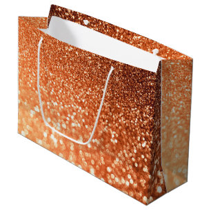 Sparkling Ombre Copper Shiny Trendy Glitter Large Gift Bag