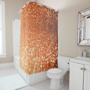 Sparkling Ombre Copper Shiny Trendy Glitter Shower Curtain