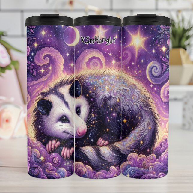 Sparkling Opossum in a Purple Dream Thermal Tumbler (Creator Uploaded)