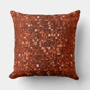 Sparkling Orange Mosaic Pattern Throw Pillow