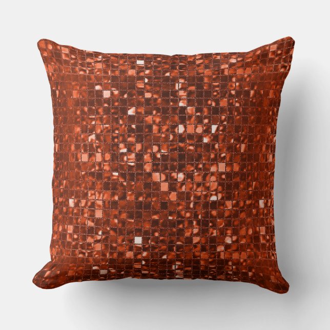 Sparkling Orange Mosaic Pattern Throw Pillow (Front)