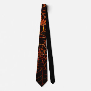 Sparkling Orange Spider Webs Tie