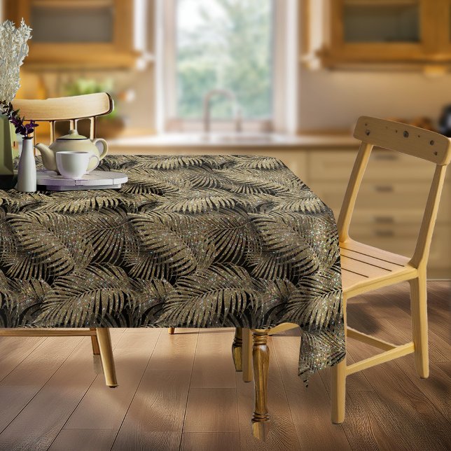 Sparkling Palm Leaves Pattern Gold ID831 Tablecloth (Creator Uploaded)