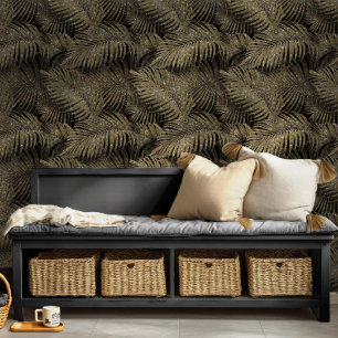 Sparkling Palm Leaves Pattern Gold ID831 Wallpaper