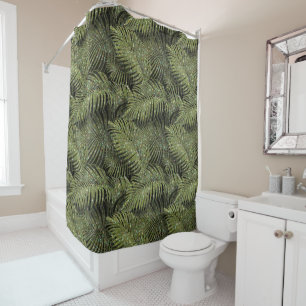 Sparkling Palm Leaves Pattern Green ID831 Shower Curtain