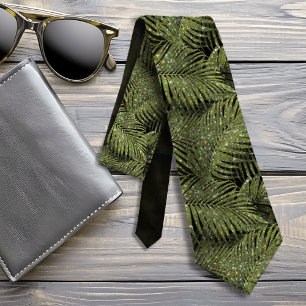 Sparkling Palm Leaves Pattern Green ID831 Tie