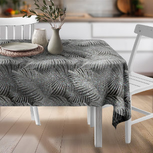 Sparkling Palm Leaves Pattern Silver ID831 Tablecloth
