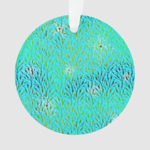 Sparkling Party Pattern with Fireworks in Aqua  Ornament