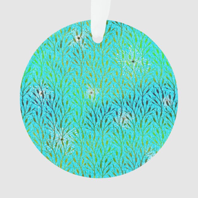 Sparkling Party Pattern with Fireworks in Aqua  Ornament (Front)