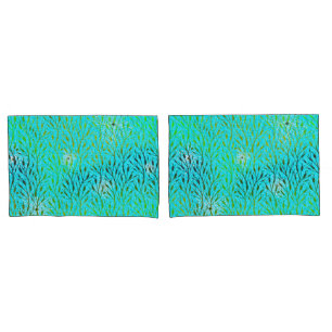 Sparkling Party Pattern with Fireworks in Aqua Pillowcase
