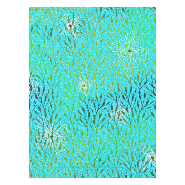 Sparkling Party Pattern with Fireworks in Aqua  Tablecloth (Front)
