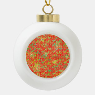 Sparkling Party Pattern with Fireworks in Red and Ceramic Ball Christmas Ornament