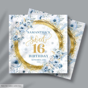 Sparkling Pastel Blue Sweet 16 Guest Sign In Book