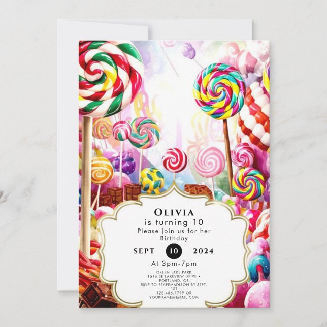 Sparkling Pastel Candyland Birthday Invitation (Front)