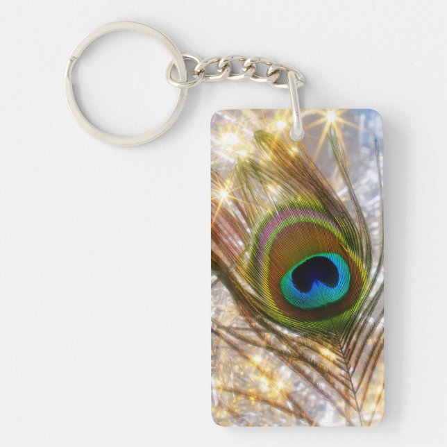 Sparkling Peacock Feather Key Chain (Front)