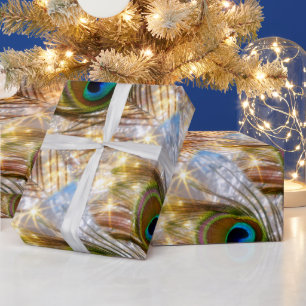 Sparkling Peacock Feather Wrapping Paper