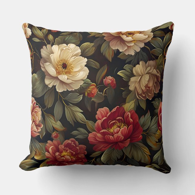 Sparkling Peony Noel Botanical Cushion (Front)