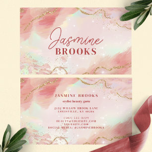 Sparkling Pink and Gold Glitter Watercolor Business Card