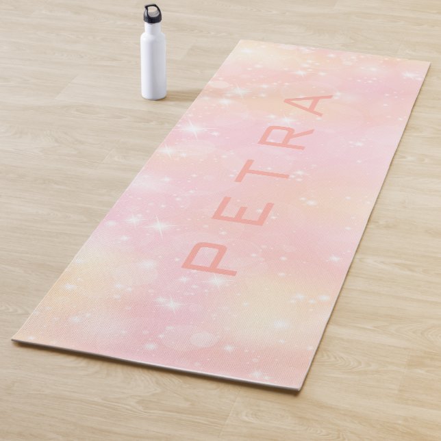 Sparkling pink and peach background yoga mat (In Situ)