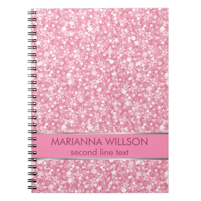 Sparkling Pink And White Glitter Notebook (Front)