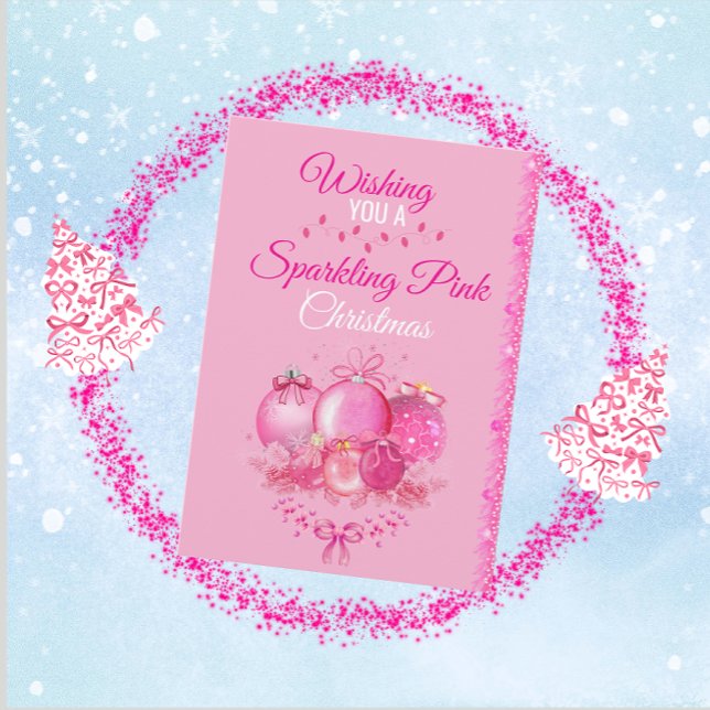 Sparkling Pink Christmas Card (Creator Uploaded)