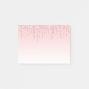 Sparkling pink dripping glitter post-it notes