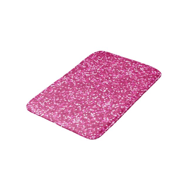 Sparkling Pink Glitter Bath Mat (Angled)