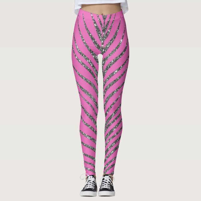 Sparkling Pink Glitter  Leggings (Front)
