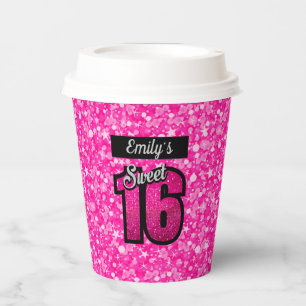 Sparkling Pink Glitter Paper Cup