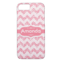 *~* Sparkling Pink Glitter White Chevron