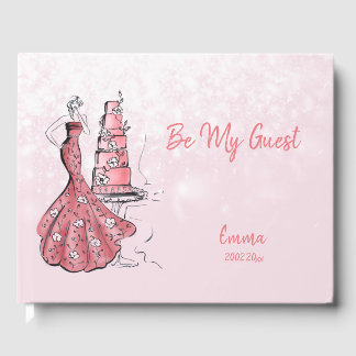 Sparkling pink guest book