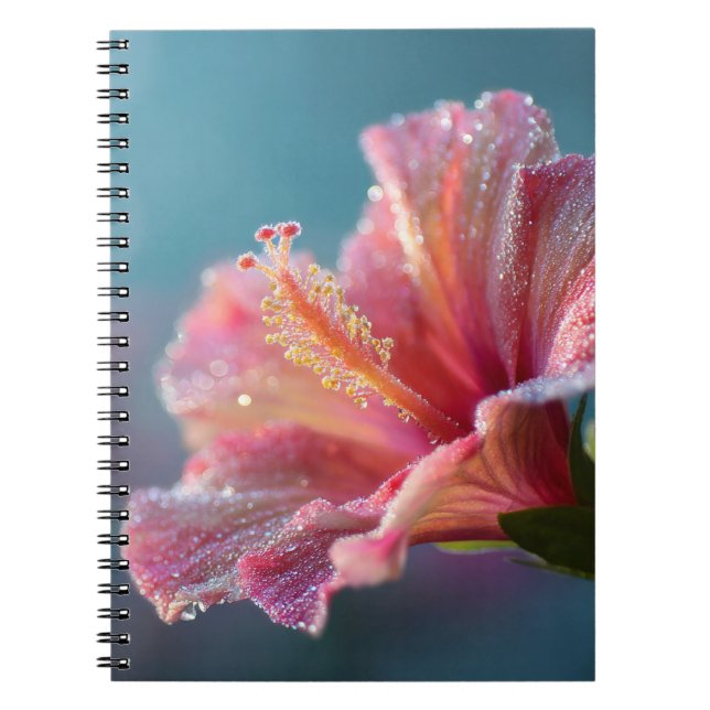 Sparkling Pink Hibiscus Dew Bloom Art Notebook (Front)
