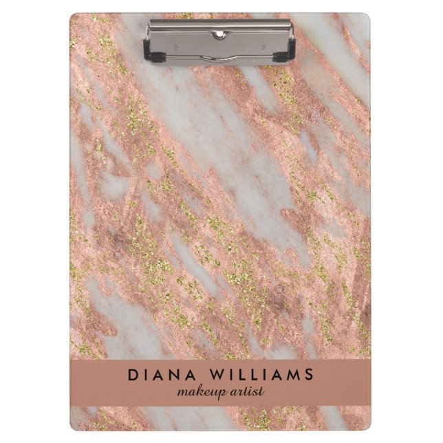 Sparkling Pink Marble Abstract Makeup Artist Clipboard (Front)