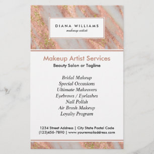 Sparkling Pink Marble Abstract Makeup Artist Flyer