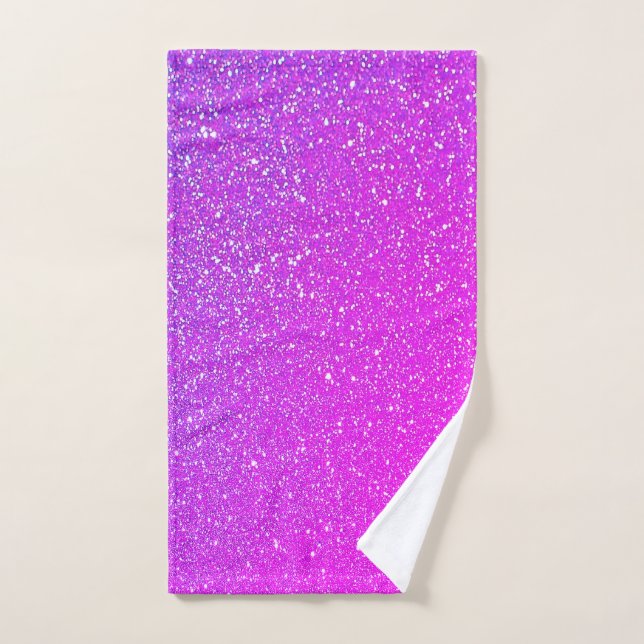 Sparkling Pink Purple Glitter Ombre Bright Cool Hand Towel (Hand Towel)