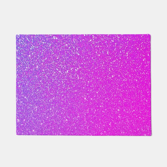 Sparkling Pink Purple Glitter Ombre Colourful Cute Doormat (Front)