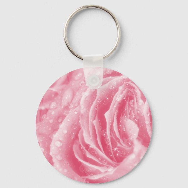Sparkling Pink Rose Keychain (Front)