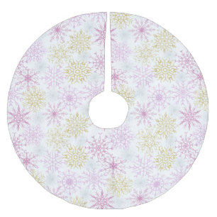 Sparkling Pink Snowflakes Brushed Polyester Tree S Brushed Polyester Tree Skirt