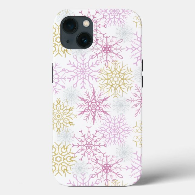 Sparkling Pink Snowflakes Case-Mate iPhone Case (Back)