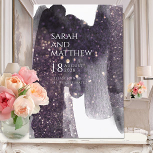 Sparkling Plum Watercolor Brushstrokes Wedding Inv Invitation