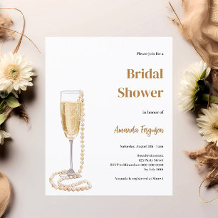 Sparkling prosecco pearls Bridal Shower invitation