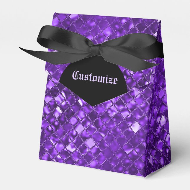 Sparkling Purple Mosaic Pattern Tent Favour Box (Front Side)