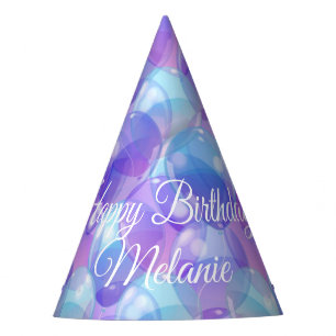 Sparkling Purple Teal Blue Birthday Party Balloons Hat