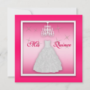 Sparkling Quinceanera Invite Hot Pink White