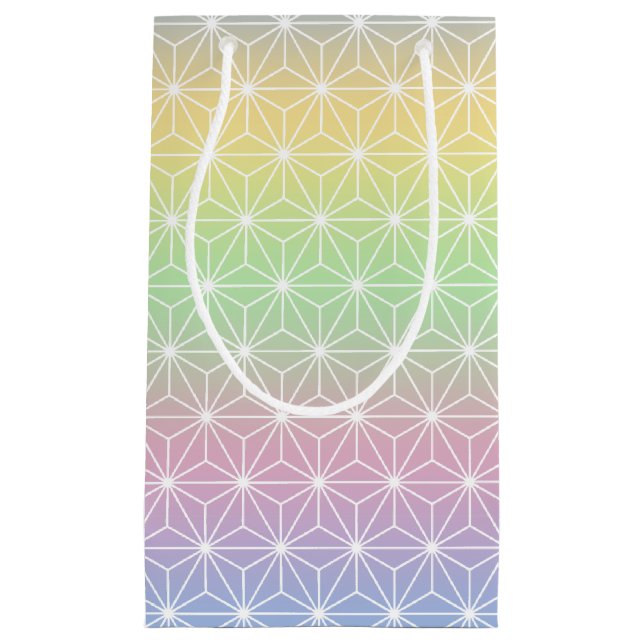 Sparkling Rainbow Asanoha Geometric Pattern Small Gift Bag (Front)