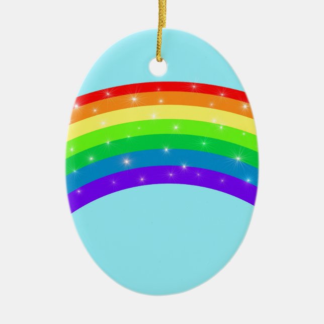 Sparkling Rainbow Ceramic Ornament (Front)